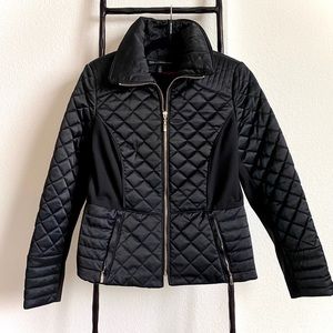 WHBM Black Quilted Coat